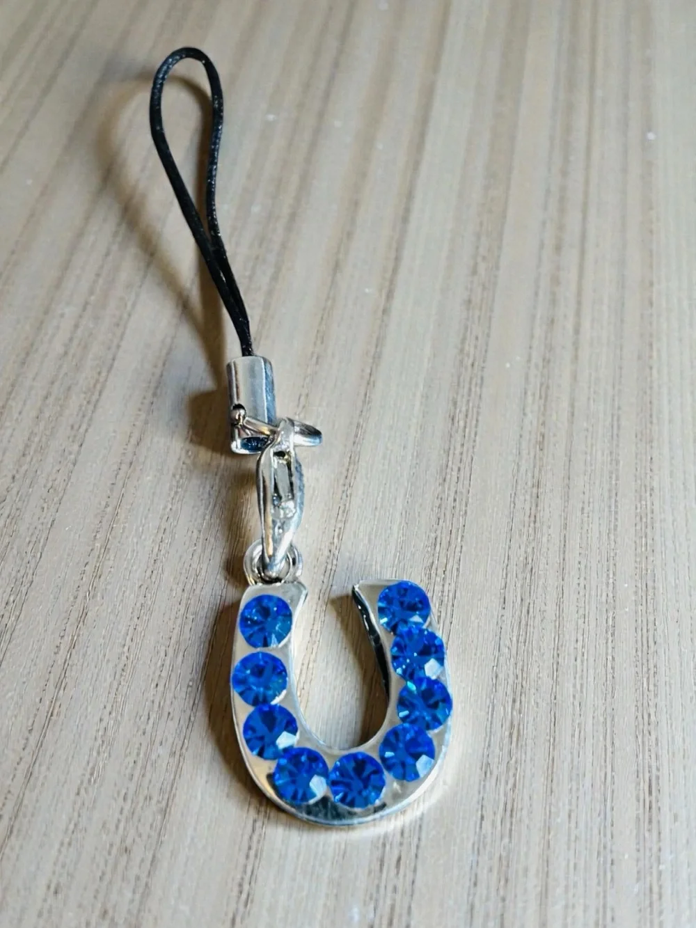 Cellphone Charms Blue Crystal Horseshoe Phone‎ Charm